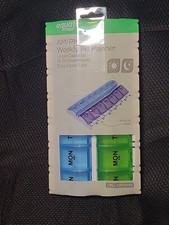 Equate AM/PM Weekly Pill Planner Large Capacity 14 Compartments Easy Open Lids