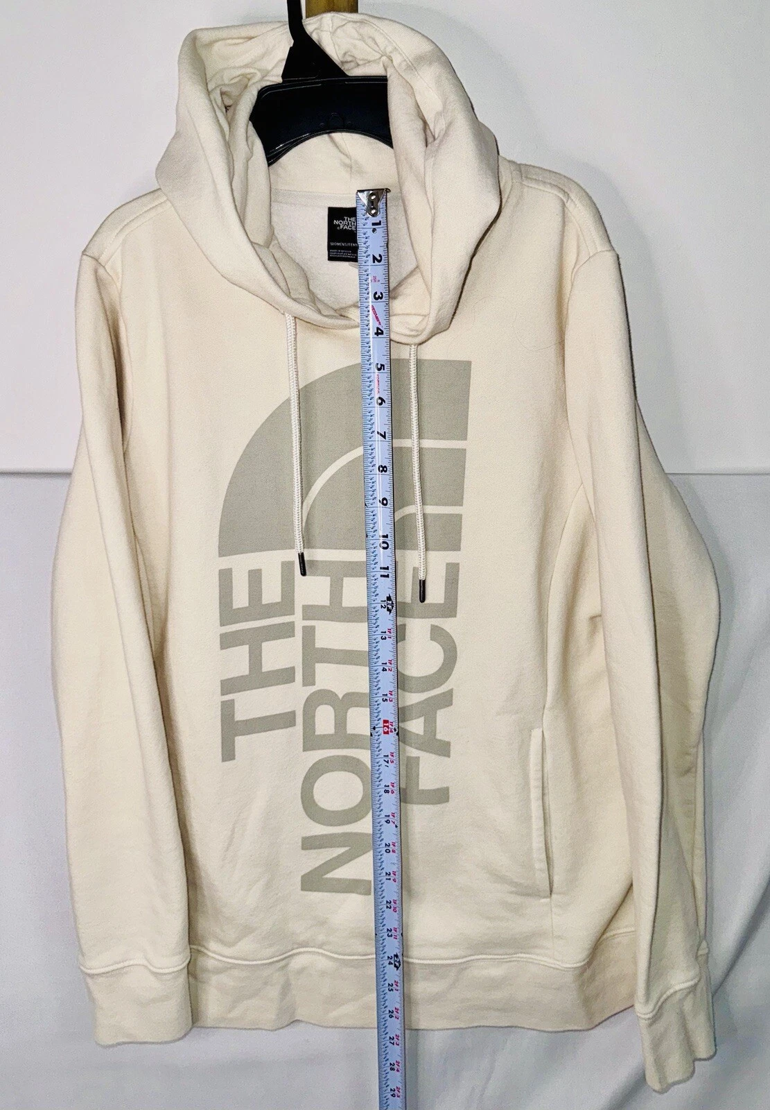 OFF WHITE Felpa con cappuccio pullover The North Face donna taglia large Trivert beige crema
