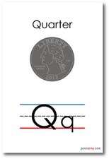 NEW LANGUAGE ARTS POSTER - The Letter Q - Quarter Spelling - Alphabet POSTER