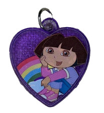 Vintage Dora the Explorer Purple Necklace Plastic Pendant Glitter Y2K 2000's