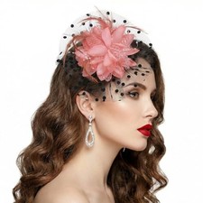Molain Fascinators Hat for Women Tea Party, Feather Mesh Headband Hair Clip