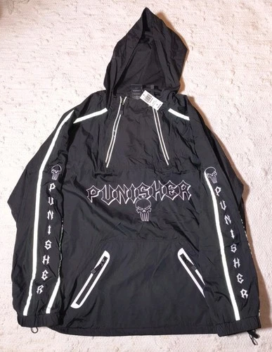 NWT Marvel The Punisher Black Windbreaker Jacket BoxLunch Exclusive Unisex 2XL - product listing photo