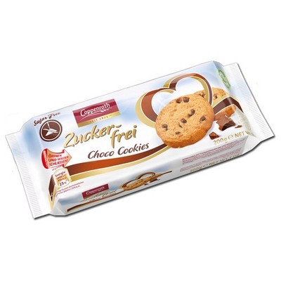 (12,85 /1kg) Coppenrath Choco Cookies zuckerfrei, Kekse, 200g Packung