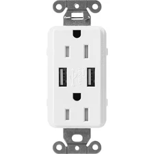 Claro 15 Amp USB Duplex Outlet, Snow (SCR-15-UBTR-SW)
