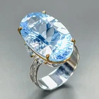 Handmade 32 ct Natural Blue Topaz Ring 925 Sterling Silver Size 8 /R468326