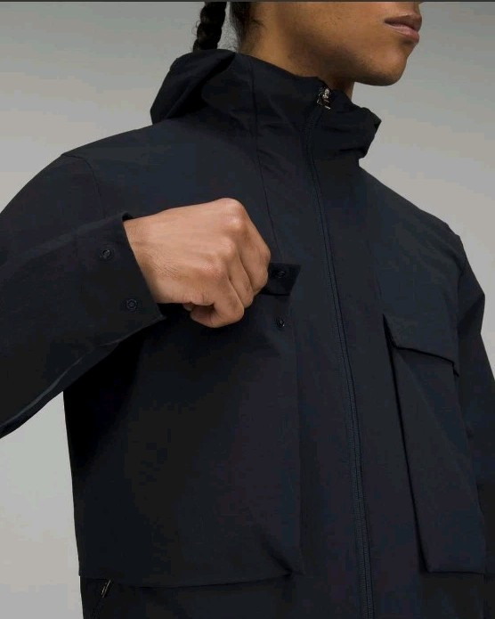 Lululemon Stretch Cargo Jacket Full Zip Water-Resistant LM4AFWS Mens Large Black image 4