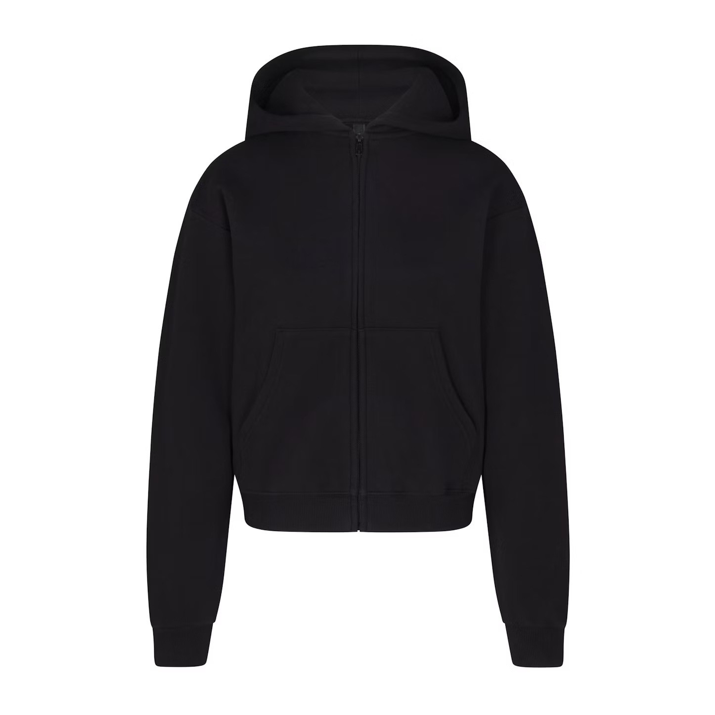NWT Skims Cotton Fleece Classic Zip Up Hoodie In Onyx