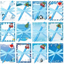 36 Pcs Christmas Sticky Notes with Pen & Ribbon  Winter Theme Memo Pads