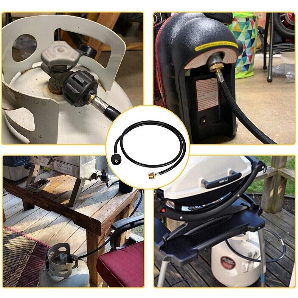 6FT Propane Adapter Hose LP Tank 1lb to 20lb Converter For QCC1 Type1 Gas Grill