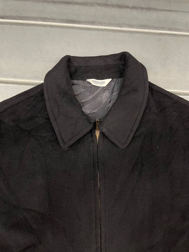 Chaqueta de bombardero Joseph & Feiss para hombre grande negra mezcla de lana de cachemir cremallera completa Foto 3 de 4