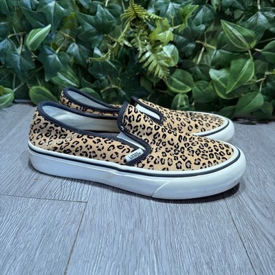 VANS WOMENS Mini Leopard Print SF Slip-On Sneakers Suede Marshmallow Size 9