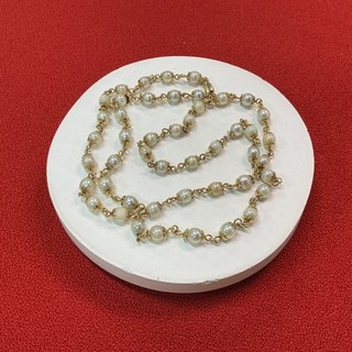 18ct Yellow Gold Faux Pearl Strand Necklace (J) #417