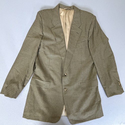 Hickey Freeman, Vintage Hickey Freeman Canterbury Wool Cashmere Houndstooth Blazer 45 XLG