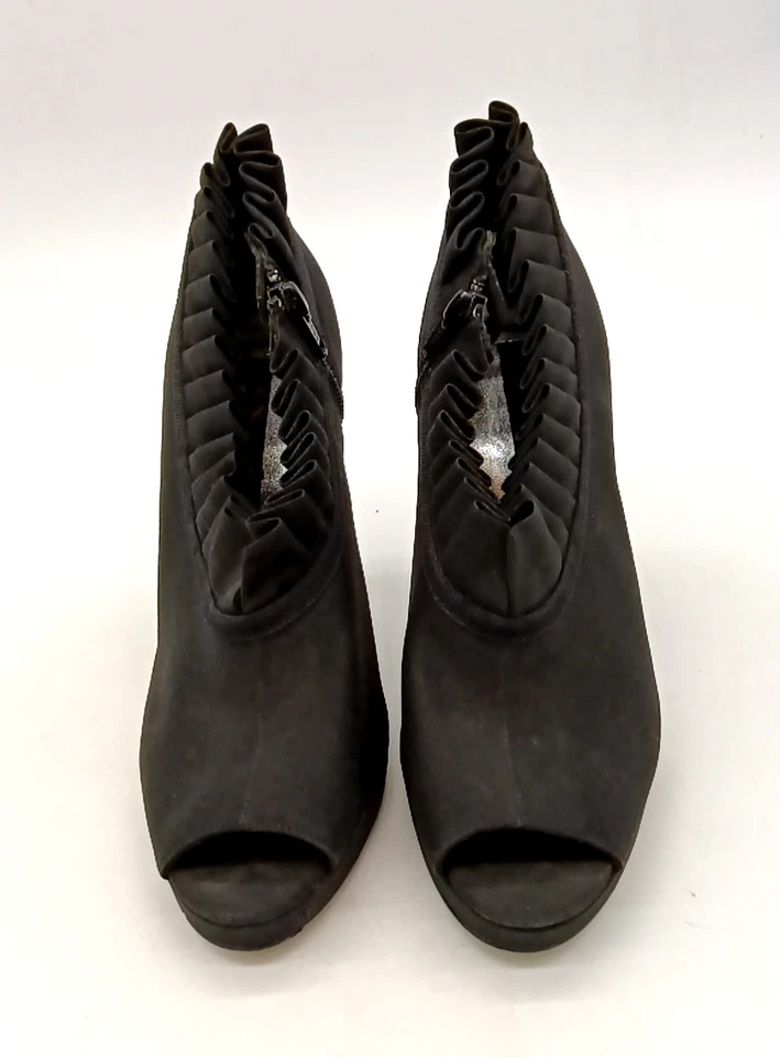 Botines Nina New York Negros Edina Nylon Punta Abierta Tacones Altos Talla 7M Foto 2 de 4