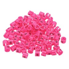 100 Pack Clothes Hanger Marker Number 44 Size Tag Fit 3mm Rod Rose Red