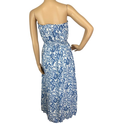 Jessica Simpson Strapless Maxi Dress Blue White Front Slit Size M - Picture 5 of 8