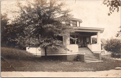 Walworth Wisconsin View of Home and Front Porch 1909 Vintage RPPC Postcard 30585