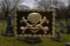 Vintage Skull And Crossbones Belt Buckle Metal And Enamel Motorcycle Chains