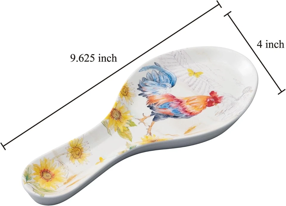 Sunshine Rooster Melamine Spoon Rest, Cooking Spoon Holder for Stove Top. - Image 3 of 4