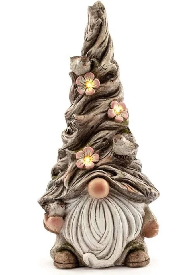 Napco Gnome with Flowers Brown 18 x 8.25 Resin Outdoor Garden Statue Brand New - Image 3 of 4
