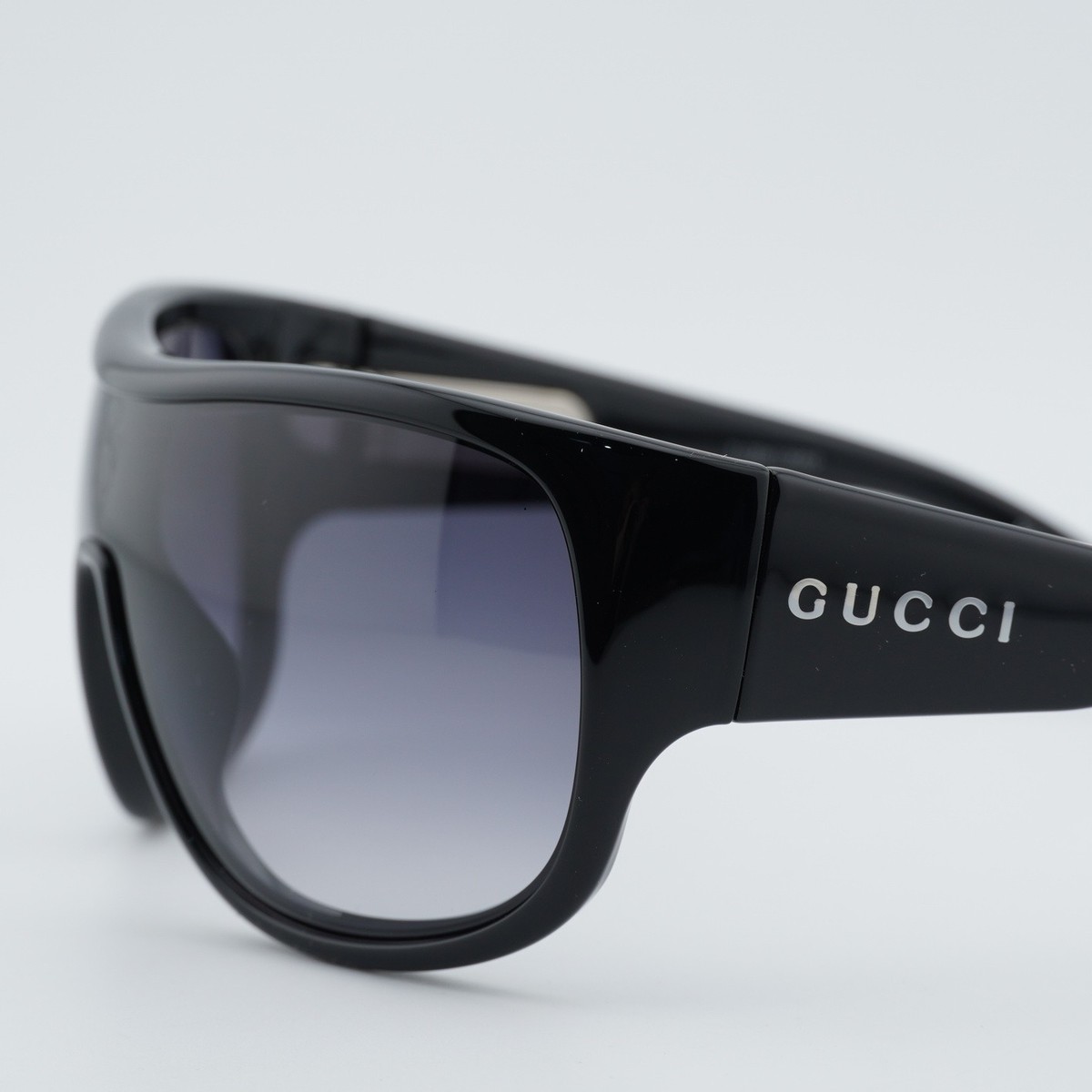 Gucci GG2168S 008 Sunglasses Shiny Black Shield Frame, Grey Gradient Lenses Gucci Men main image 2