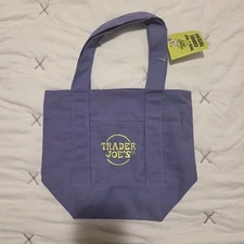 NEW TRADER JOE'S HALLOWEEN MINI CANVAS TOTE BAG - Purple - 