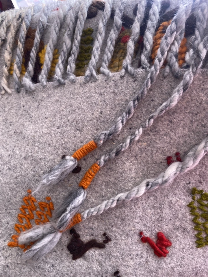 复古波西米亚民间艺术毛毡羊毛刺绣Crewel挂毯树壁挂树 — 第 3/4 张图片