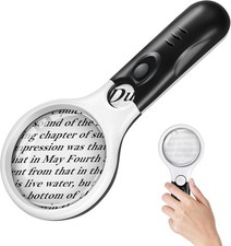 Magnifying Glass with Light, 5X 45X Handheld Lighted Magnifier with 3 LED Lights