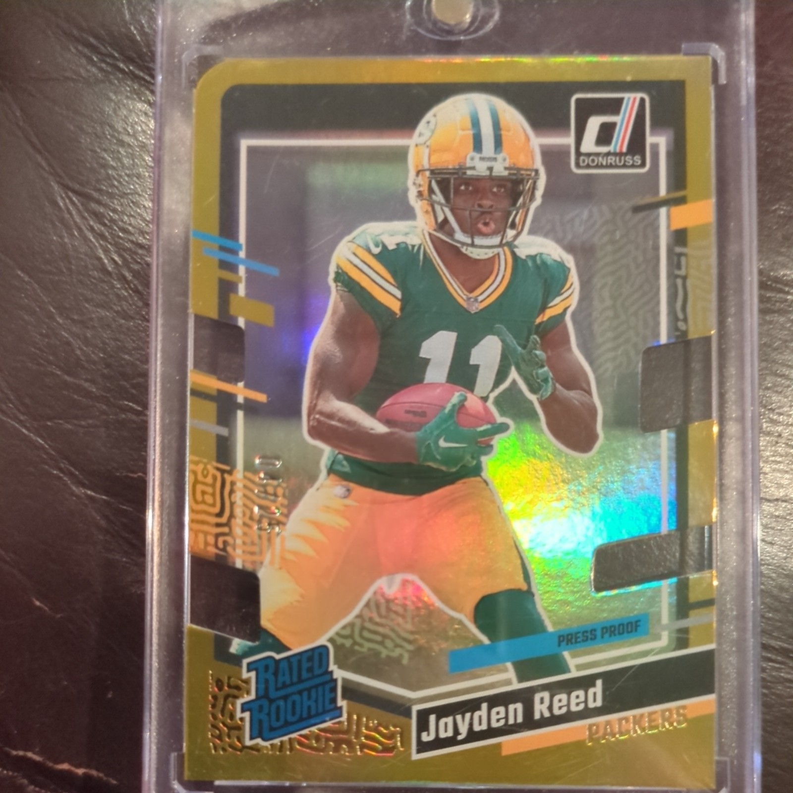 2023 Panini Donruss Rated Press Proof Gold Die-Cut 4/25 Jayden Reed Rookie RC