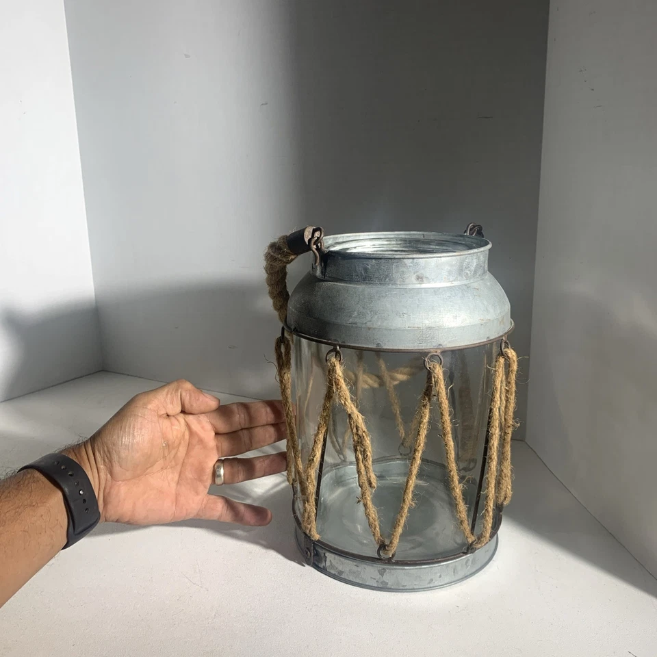 Suporte de vela LED para decoração de corda de vidro de metal para casa de fazenda rústica - Imagem 4 de 4