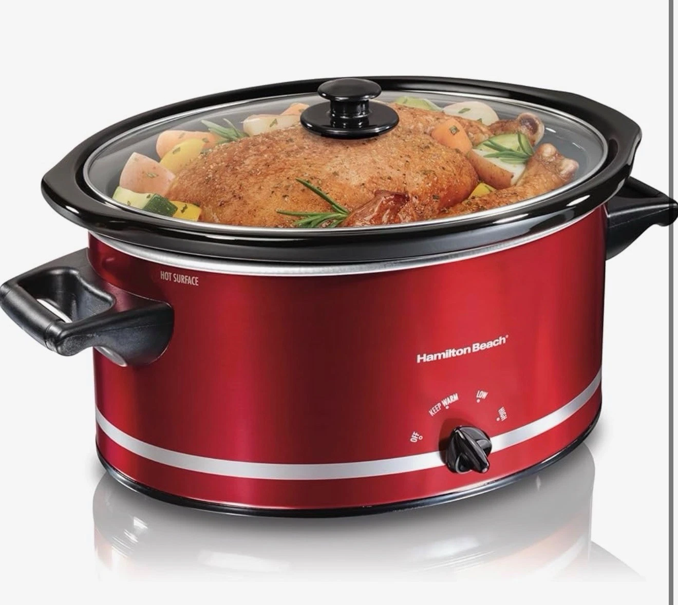 Hamilton Beach 400943318406 33184 Oval Slow Cooker, 8-Quart Red