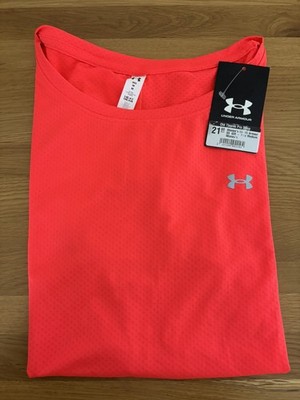 Under Armour Tech Damen Lauftop Coral Pink Kurzarm T-Shirt / Base Layer