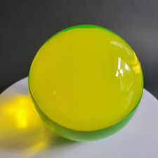 Vaseline Glass Sphere 51mm Paperweight Uranium Yellow Clear Glass Art Glass