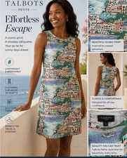 Talbots Scenic Coastal Shift/Sheath Dress Multicolor Sleeveless Petite 2P