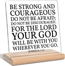 Christian Gifts for Women Men, Be Strong and Courageous Quotes Bible Verse Acryl