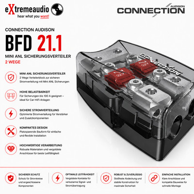 Connection Audison BFD 21.1 Mini ANL Sicherungs Verteiler 2 Wege