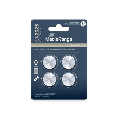 MediaRange Lithium Knopfzellen CR2025 3V 4er Pack Silber MRBAT