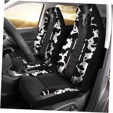 Car Seat Covers 2 PCS Elastic Breathable Front Seat Protector Black Cow Print