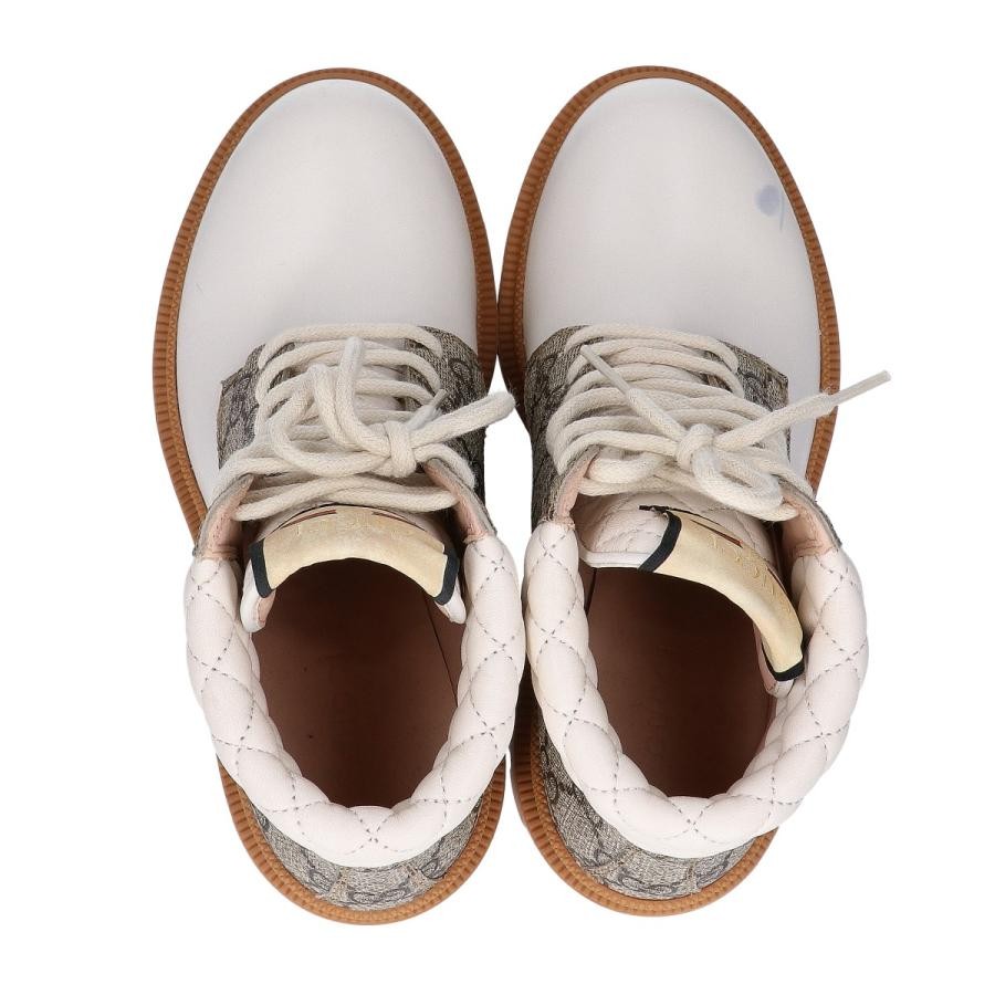 GUCCI Ankle G Supreme Canvas Boots Size:35.5/JP:22.5 White/Beige 141178K Authen thumbnail 5