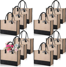 12 Pack Burlap Tote Bags with Handles - Reusable Jute Bags for Shopping  Travel