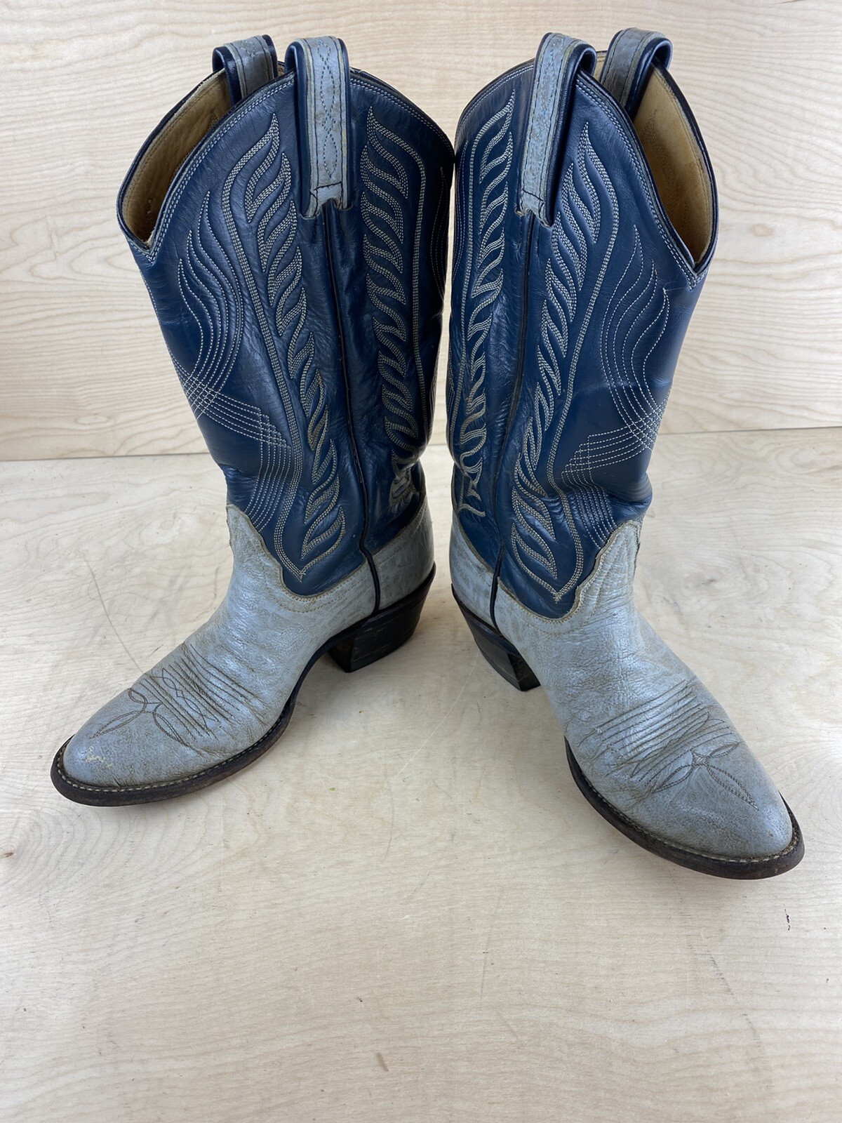 Tony Lama Gray/blue All Leather Mens Boots Size 6B St… Gem