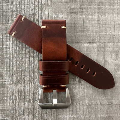24mm Distressed Braunes Leder Uhrenarmband Band Für Officine Panerai Pam Uhren