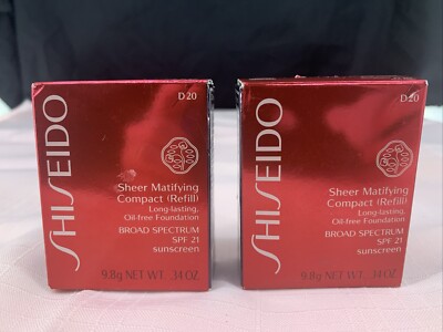 TWO Shiseido Sheer Matifying Compact Refill SPF21 D20 Rich Brown 9.8g/ea BNIB!