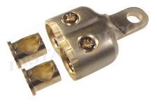 XScorpion Dual 0 or 2 Gauge Gold Pro Style Ring Terminal Car Audio Power Battery
