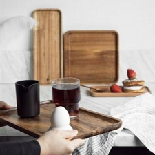 Acacia Wooden Tea Serving Tray Rectangle Household Food Storage Table Plate