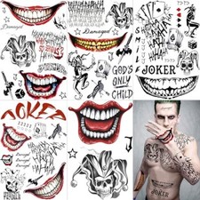 5 Sheets Joker Temporary Tattoos Hand Face Halloween Makeup Kit for Men Women