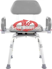 Platinum Health Revolution Pivoting Bath Shower Chair with Padded Back and Arms