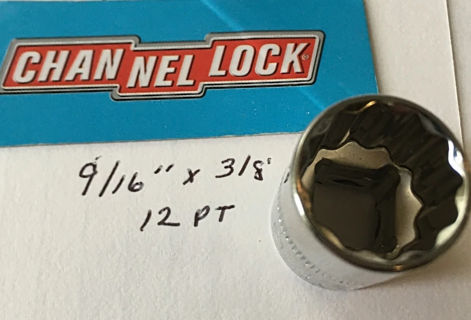 CHANNELLOCK  9/16" x 3/8" DR  STANDARD  SOCKET  12 Point Free USA  Shipping - Image 2 of 4