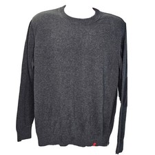Lands End Elbow Patch Crewneck Sweater Mens Large Top Grey Knit Pullover
