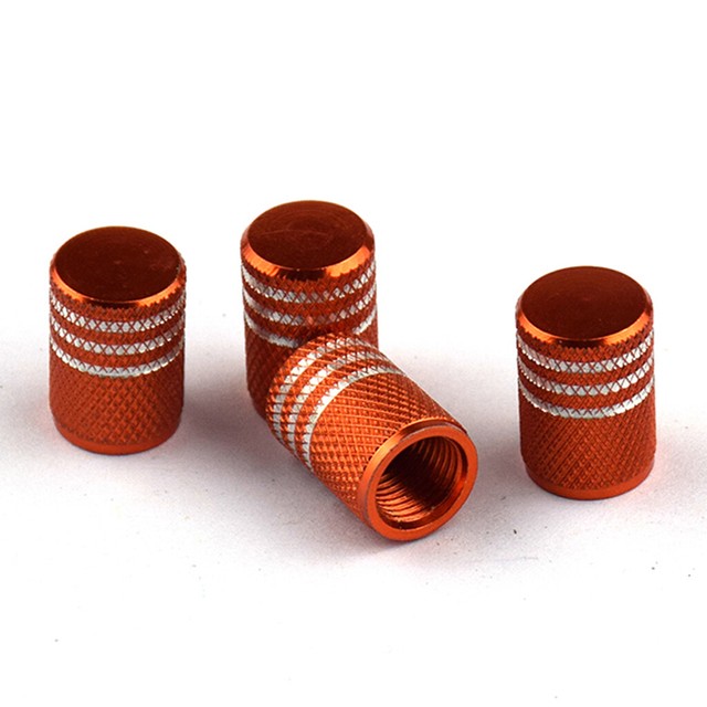 4pcs Wheel Tire Caps Air Valve Stem CoverDust Cap Orange Universal for